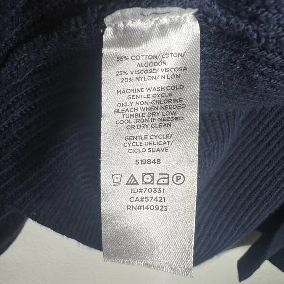 LOFT Outlet Ribbed Open Cardigan Sweater Classic Fit Navy Blue Sz Medium Petite - Picture 7 of 8